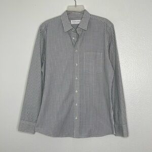 Everlane Men's 100% Cotton White Black Plaid Long Sleeve Shirt Size Large